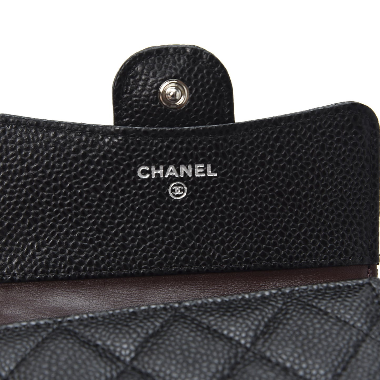 Caviar Quilted Compact Flap Wallet Black