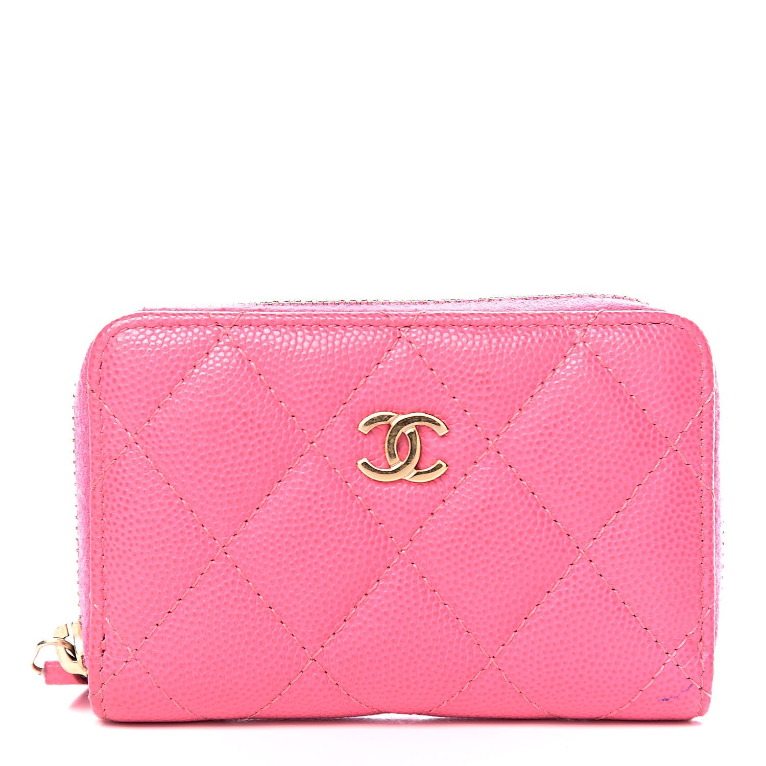 Chanel Caviar Quilted Zip Coin Purse Pink 1 of 10