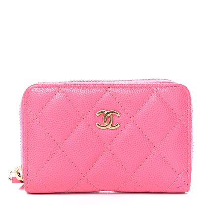 Chanel Caviar Quilted Zip Coin Purse Pink 1 of 10