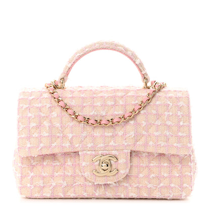 Chanel Tweed Quilted Mini Top Handle Rectangular Flap Light Pink 1 of 11