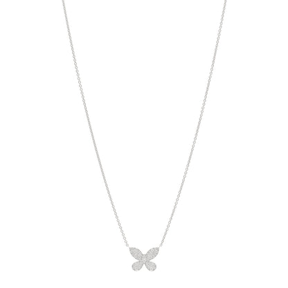 Graff 18K White Gold Small Diamond Butterfly Pendant Pave Necklace 1 of 5