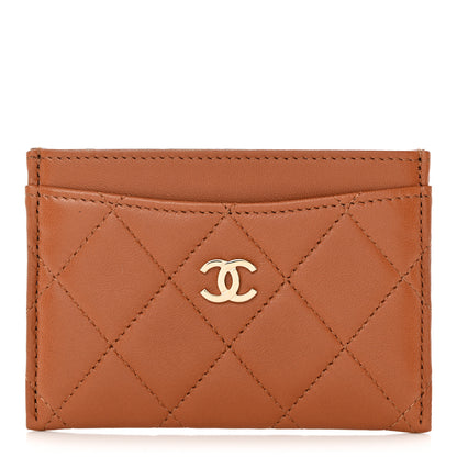 Chanel Lambskin Quilted Card Holder Camel 1 of 9