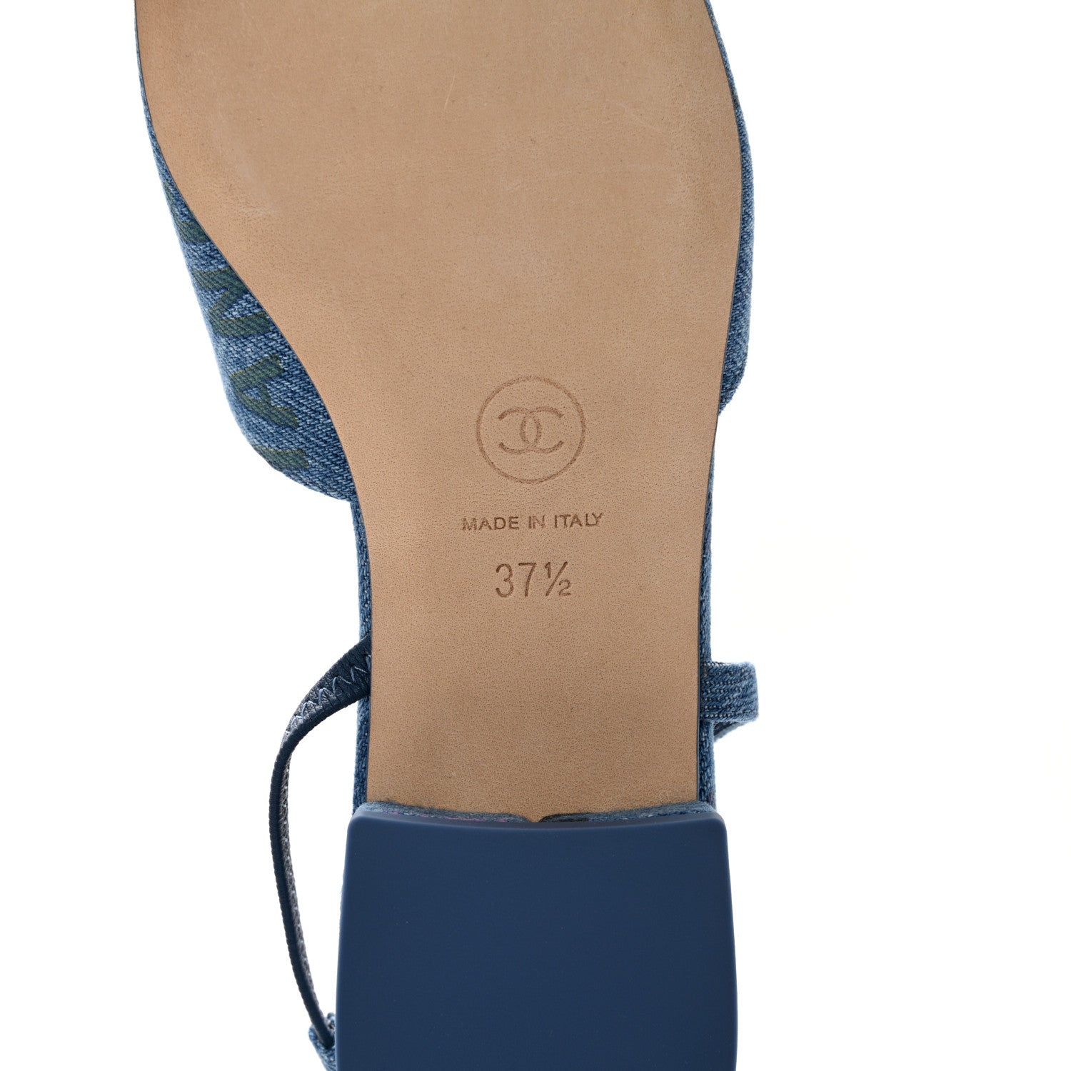 Chanel Denim Cap Toe CC Slingback Flats 37.5 Light Blue Multicolor 6 of 10