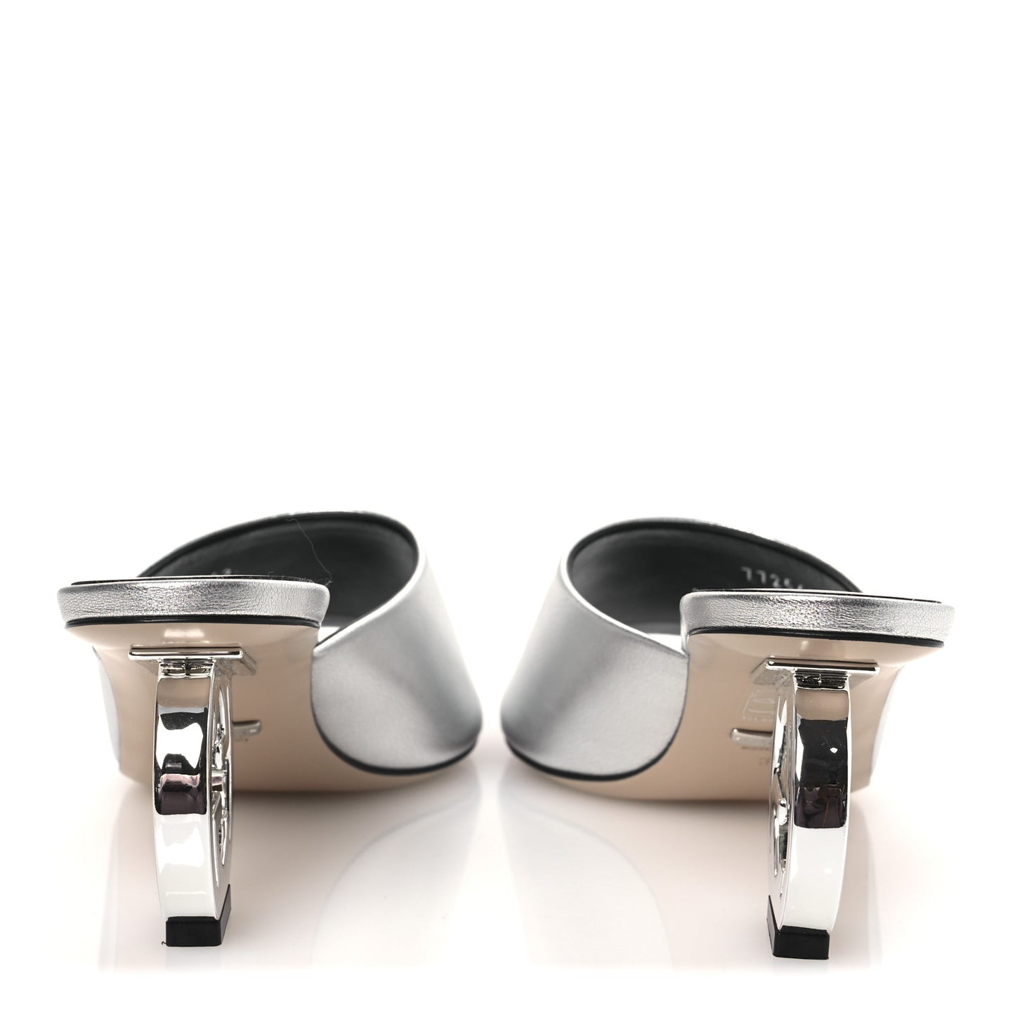 Nappa Lame Interlocking G Bella 65mm Slide Sandals 39 Argento