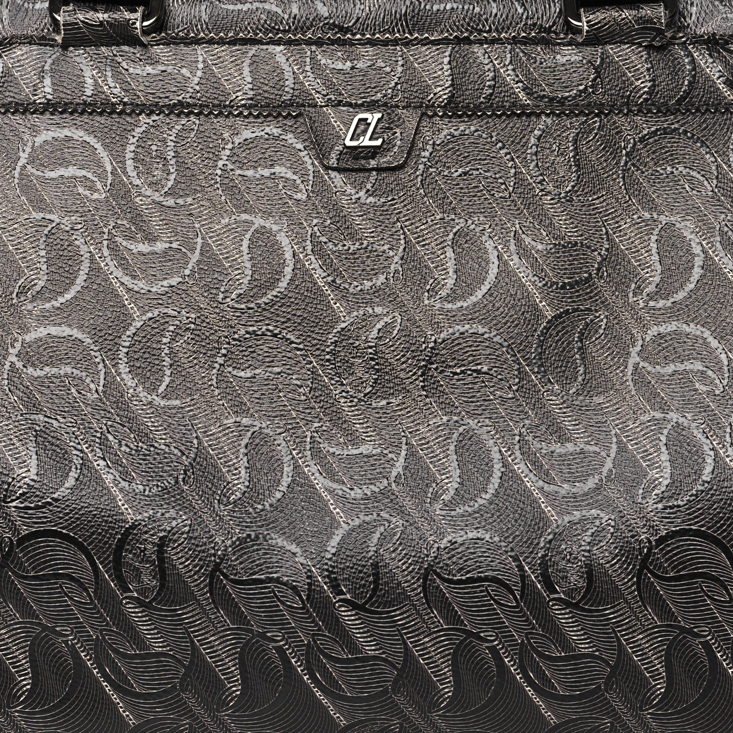 Christian Louboutin Toile Monogram Calfskin Printed Spikes Sneakender Duffle Black 7 of 14