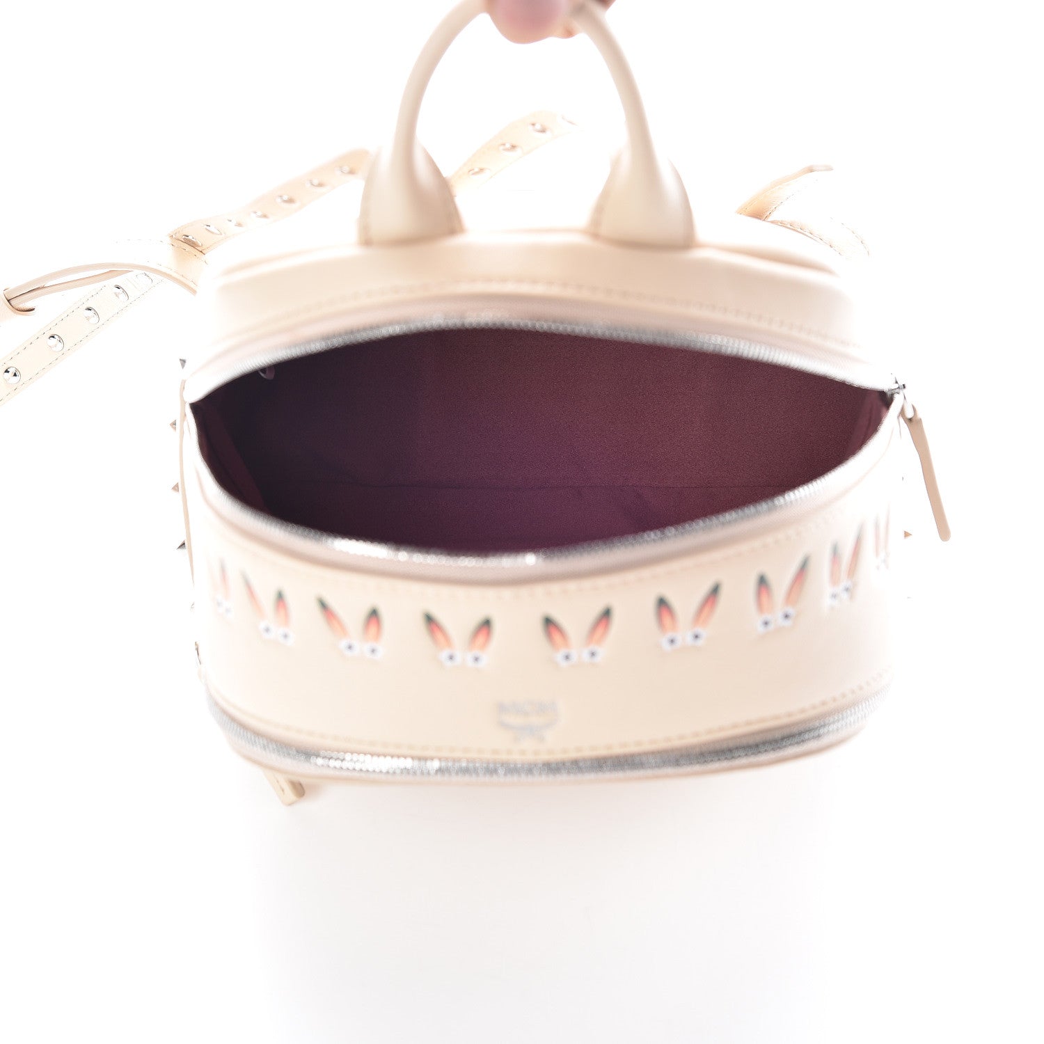 MCM Lambskin Star Eyed Bunny Mini Backpack Natural 10 of 12