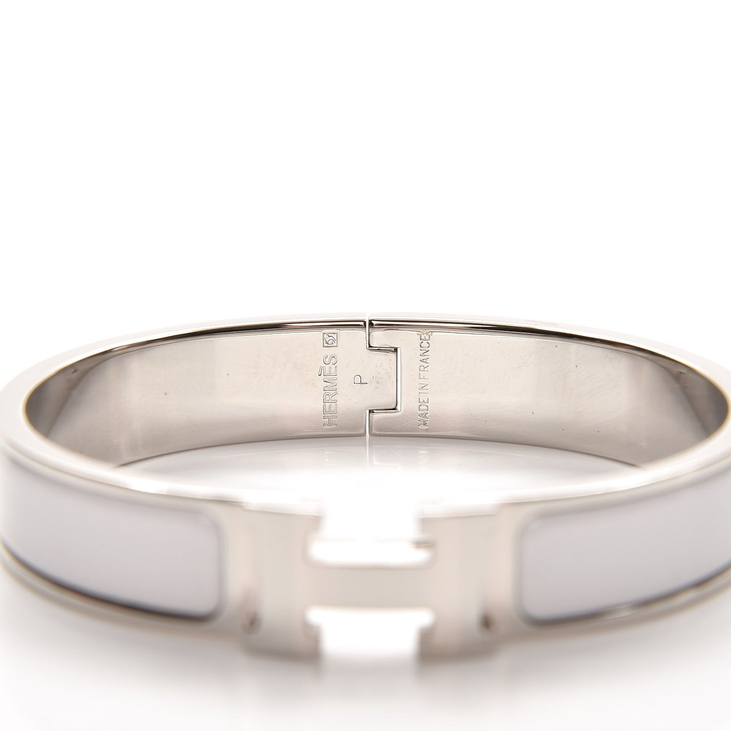 Enamel Narrow Clic Clac H Bracelet GM White