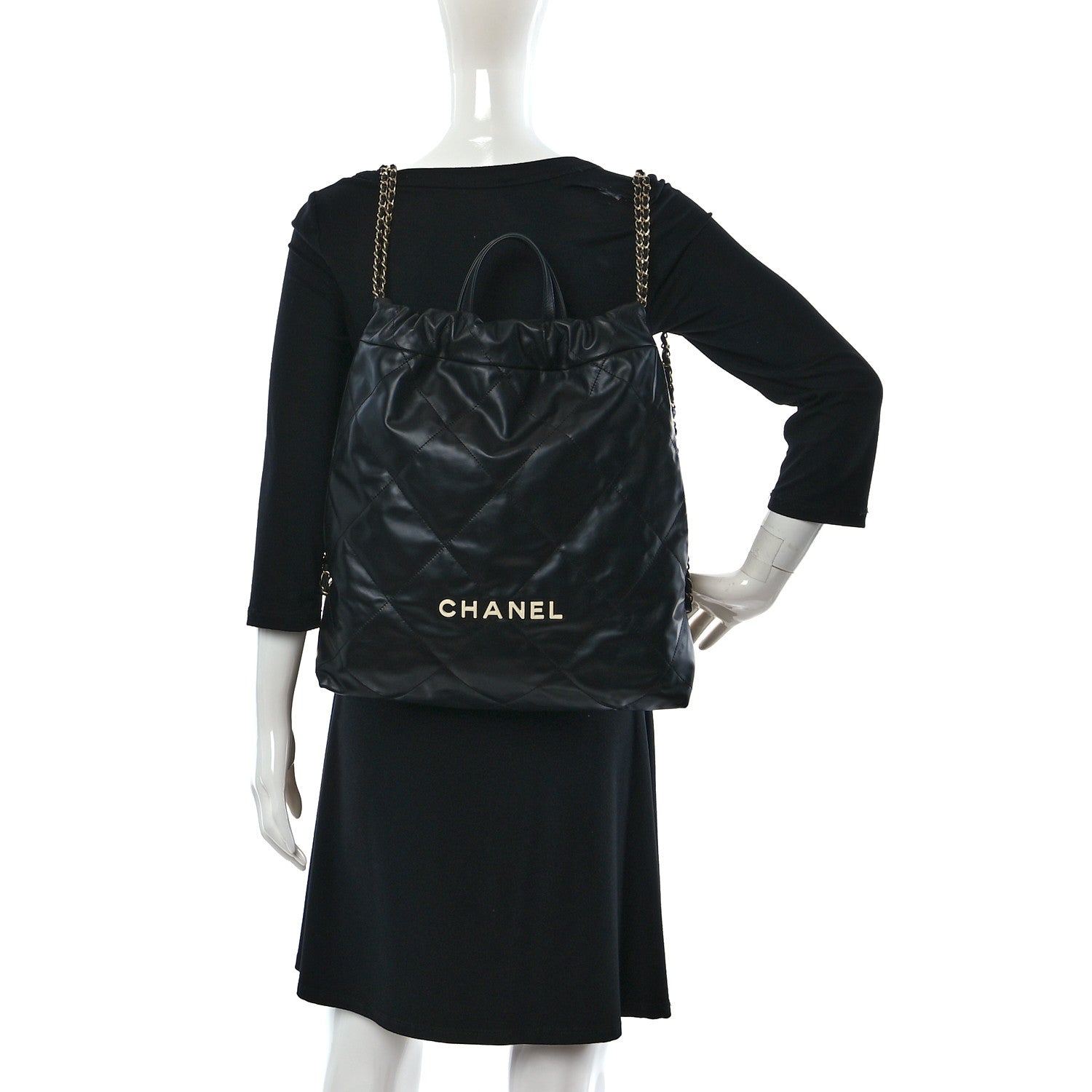 Chanel Shiny Calfskin Quilted Chanel 22 Backpack Black 2 of 9