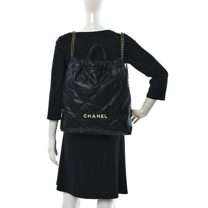 Chanel Shiny Calfskin Quilted Chanel 22 Backpack Black 2 of 9