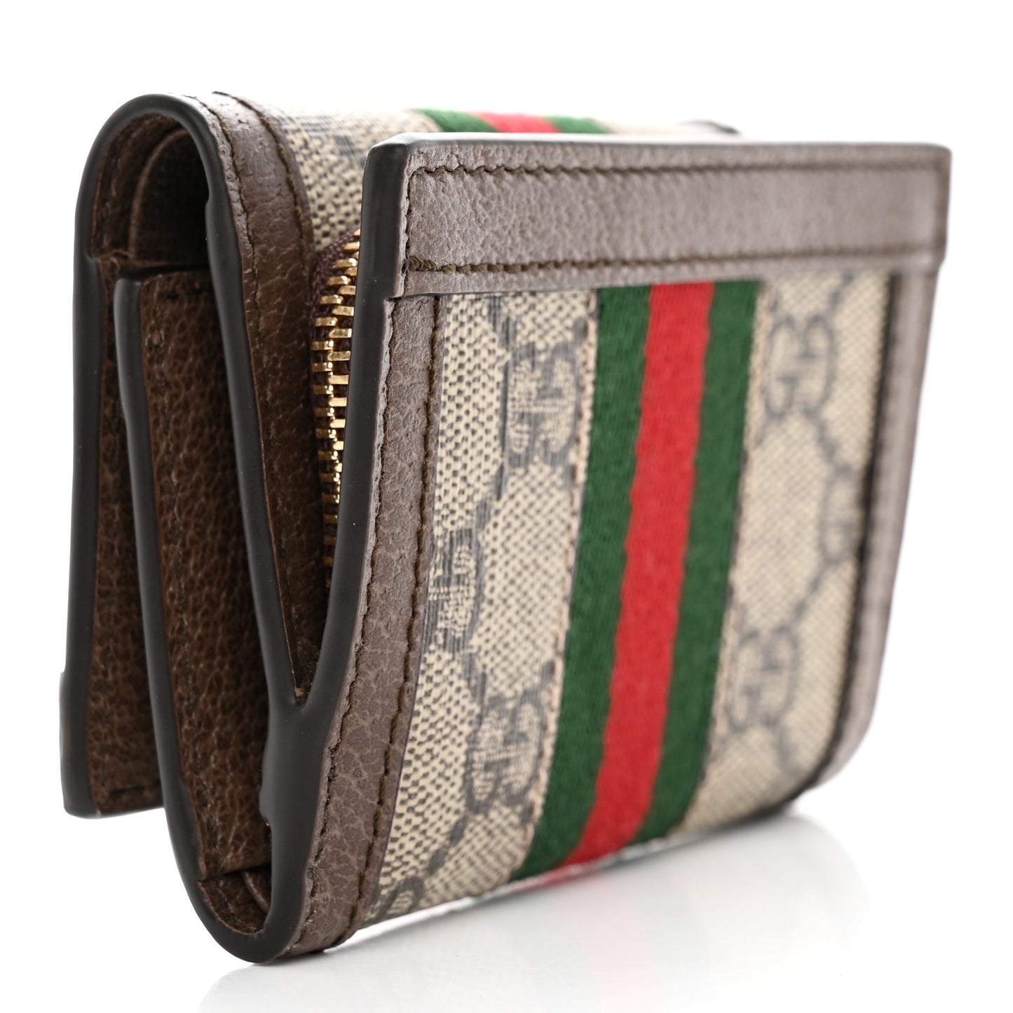GG Supreme Monogram Web Ophidia Bi-Fold Wallet Beige New Acero