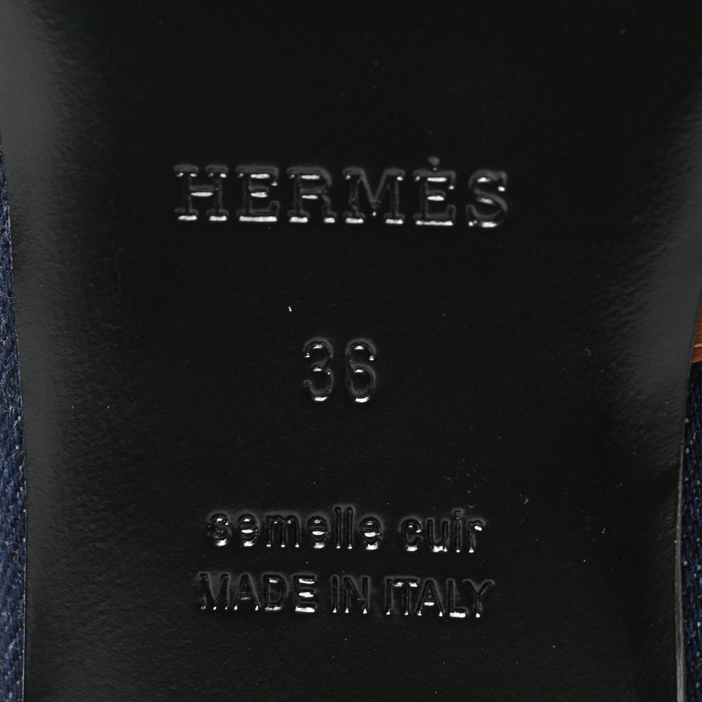 Calfskin Denim Oz Mules 36 Bleu Brut Gold