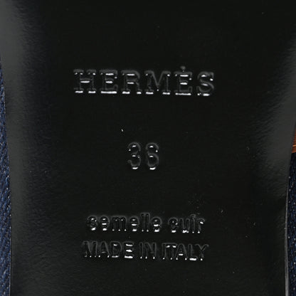 Hermes Calfskin Denim Oz Mules 36 Bleu Brut Gold 6 of 8