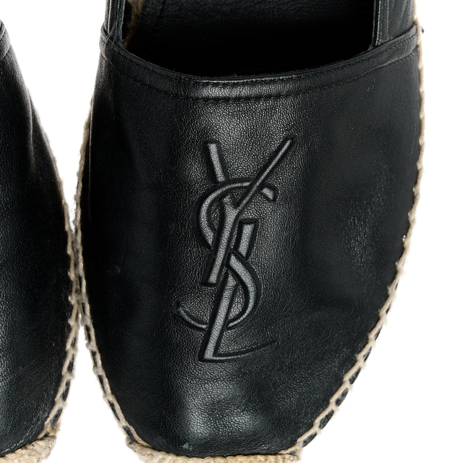 Saint Laurent Lambskin Monogram Espadrilles 38 Black 6 of 9