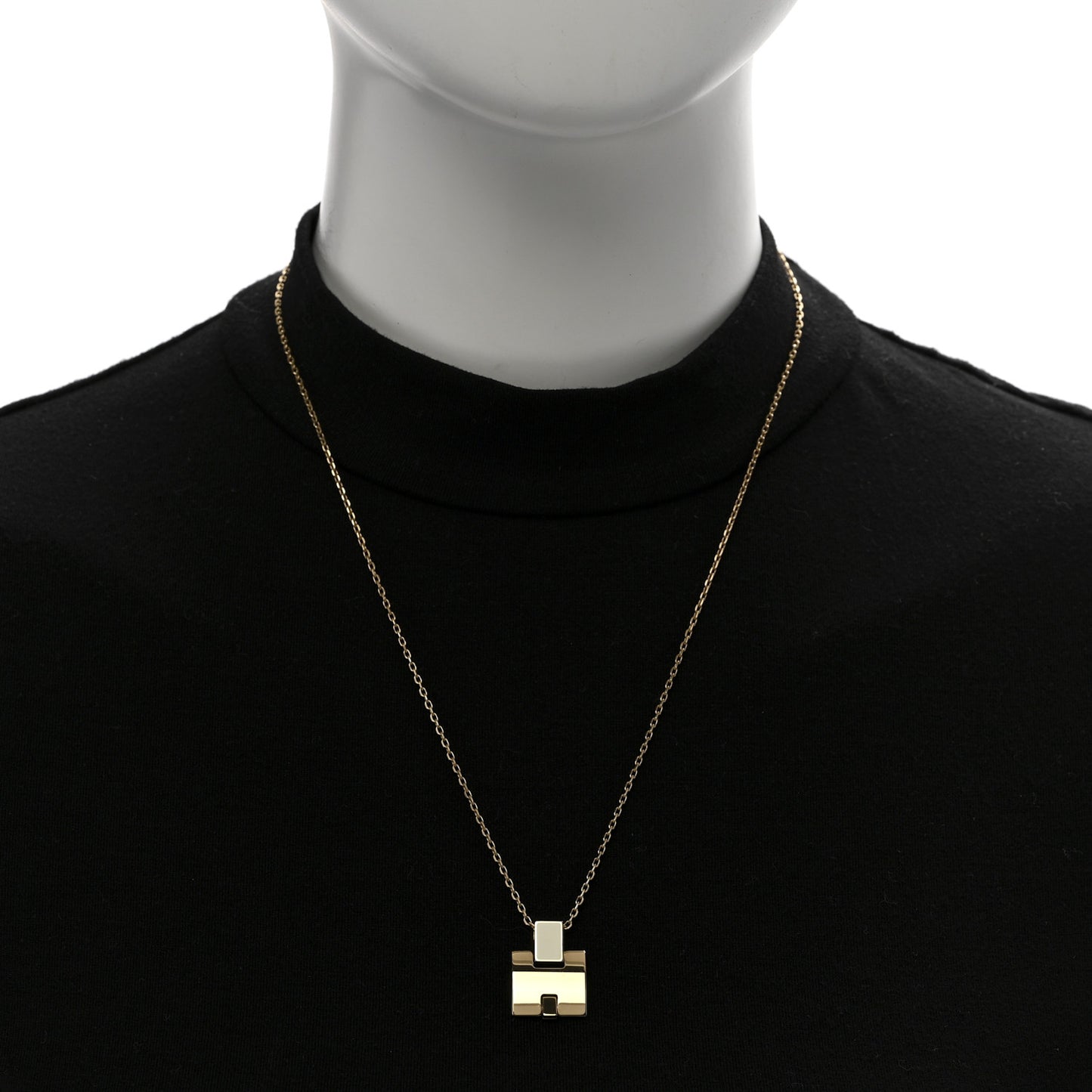 Gold Plated Lacquered Eileen Pendant Necklace White