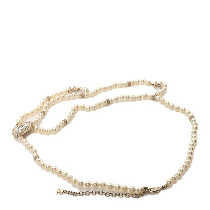 Chanel Pearl Crystal Resin CC Heart Belt Gold Pearly White 4 of 6