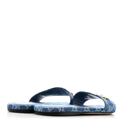 Gucci New Denim GG Monogram Horsebit Flat Slide Sandals 36 Blue 5 of 10