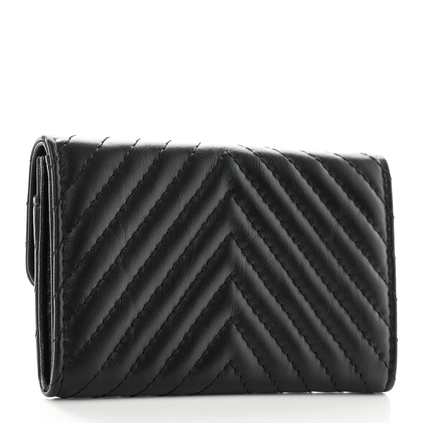 Aged Calfskin Chevron Quilted Reissue Flap Card Holder So Black