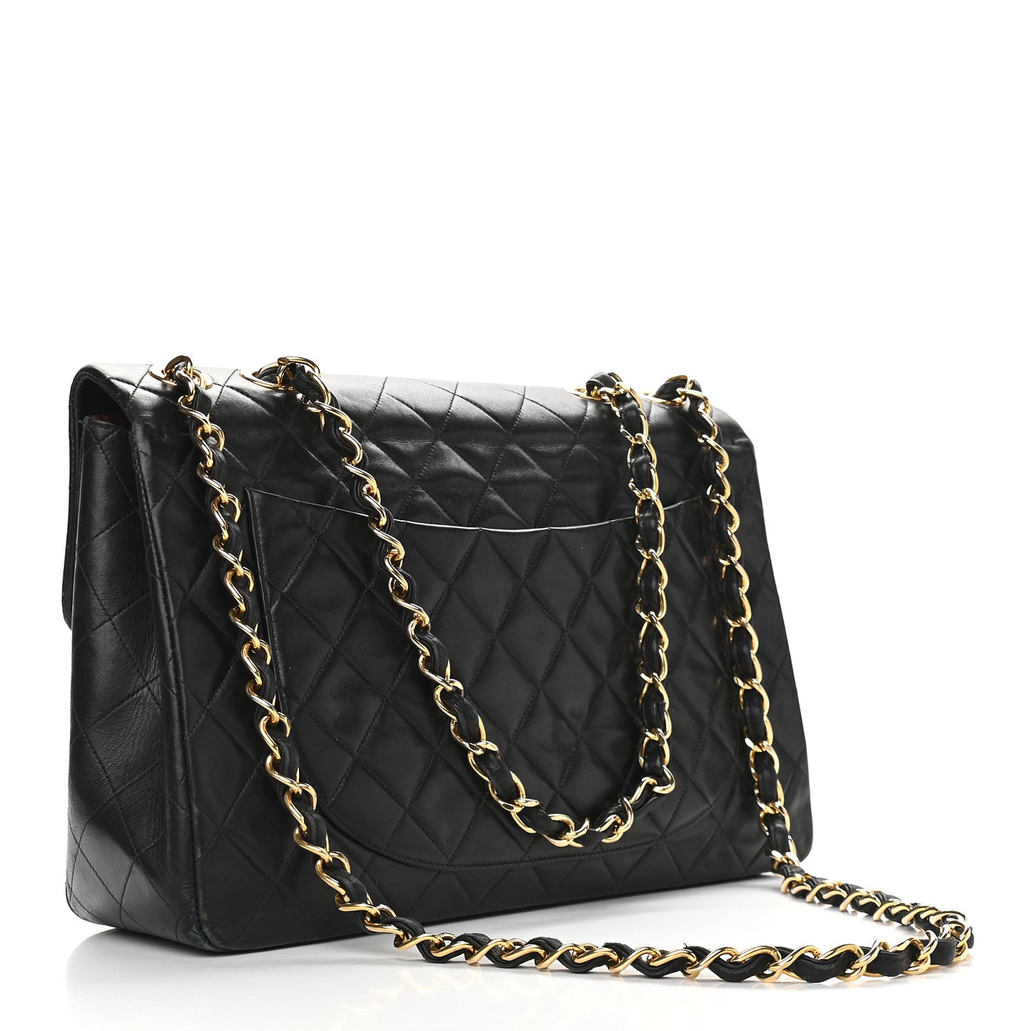 Lambskin Quilted XL Jumbo Single Flap Black