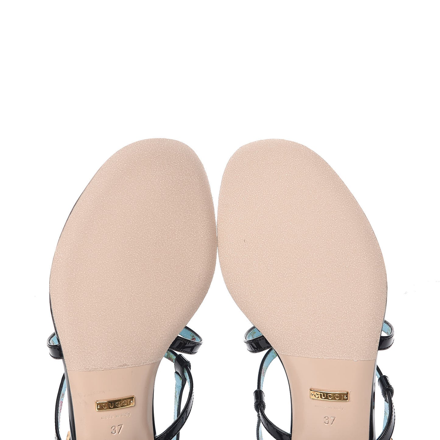 Patent Calfskin Bee Thong Sandals 37 Black