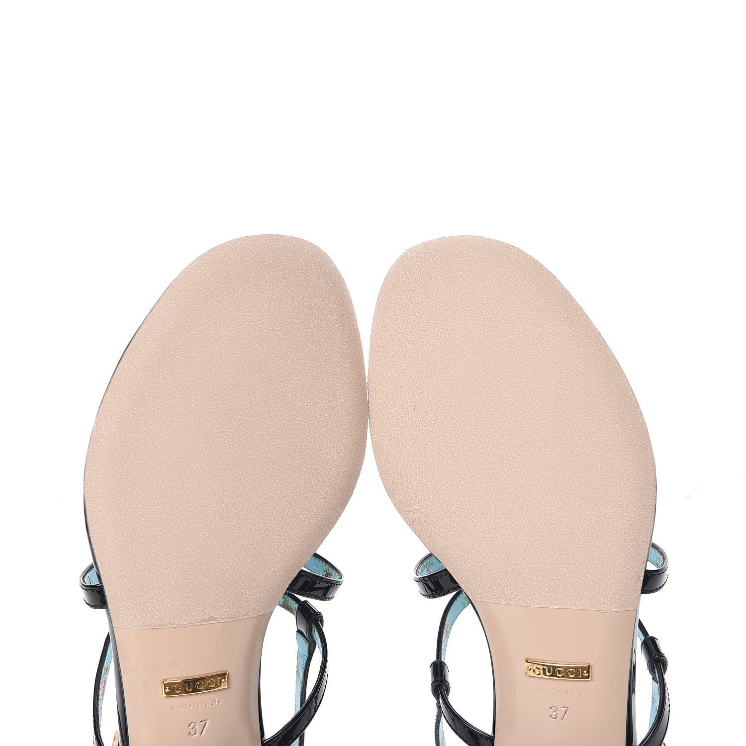 Gucci Patent Calfskin Bee Thong Sandals 37 Black 9 of 9