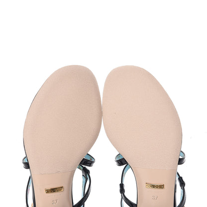 Gucci Patent Calfskin Bee Thong Sandals 37 Black 9 of 9
