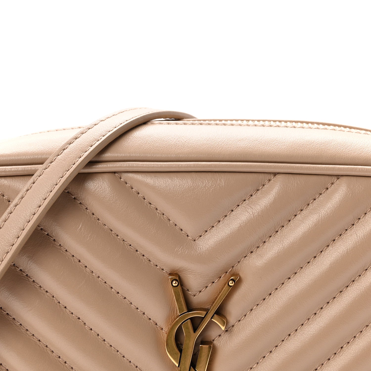 Saint Laurent Calfskin Matelasse Monogram Lou Camera Bag Dark Beige 7 of 9