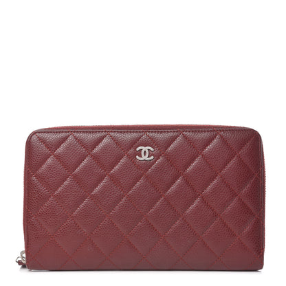 Chanel Caviar Quilted Large Zip Around Organizer Wallet Dark Red 1 of 14