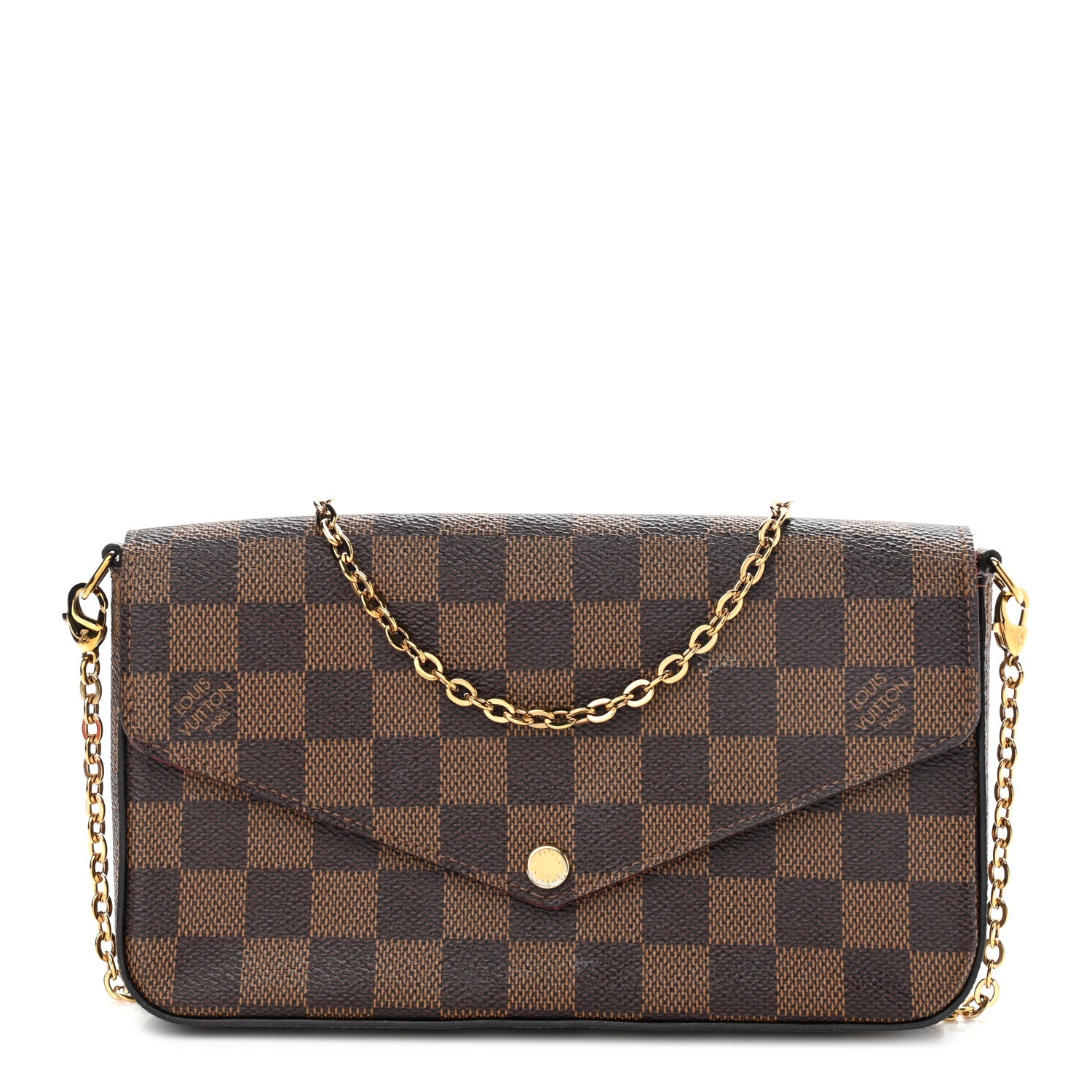 Louis Vuitton Damier Ebene Pochette Felicie Chain Wallet 1 of 12
