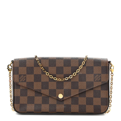 Louis Vuitton Damier Ebene Pochette Felicie Chain Wallet 1 of 12