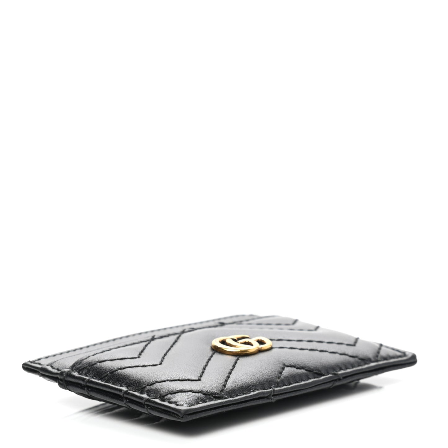 Calfskin Matelasse GG Marmont Card Holder Black