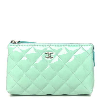 Chanel Patent Quilted Cosmetic Pouch Light Green 1 of 9
