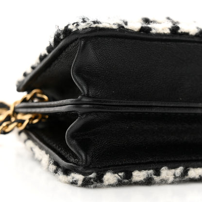 Chanel Tweed Houndstooth Quilted Mini Accordion Clutch With Chain White Black 9 of 11