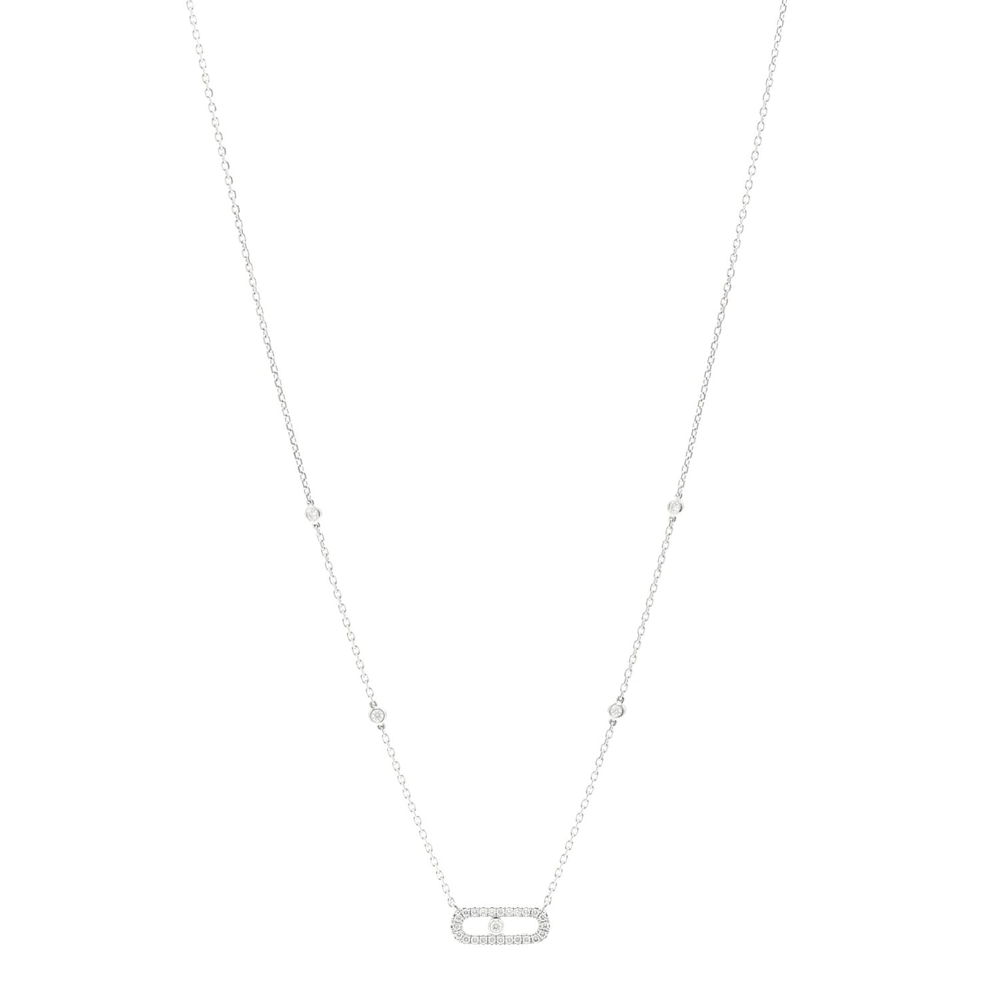 18K White Gold Diamond Move Uno Pave Necklace