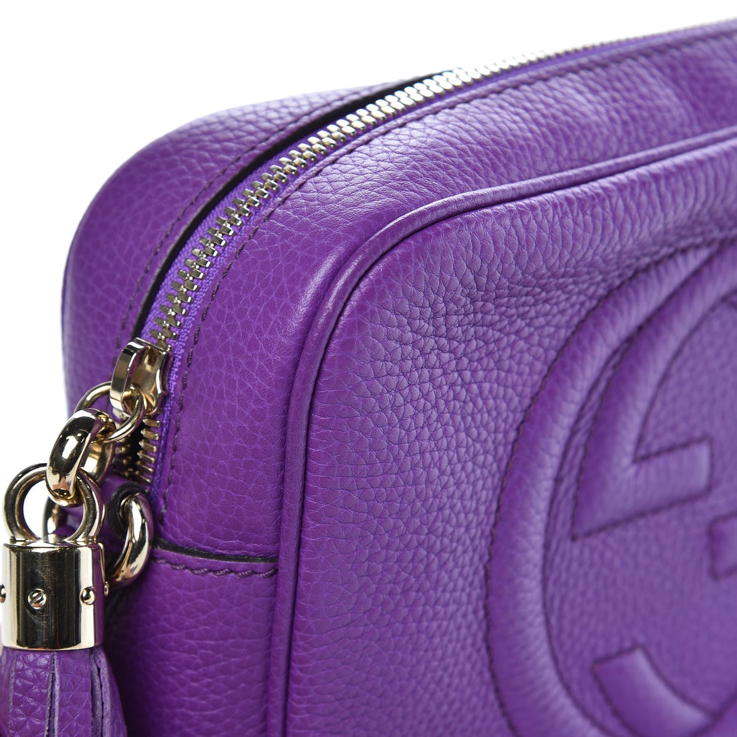 Gucci Pebbled Calfskin Small Soho Disco Bag Shine Purple 10 of 12