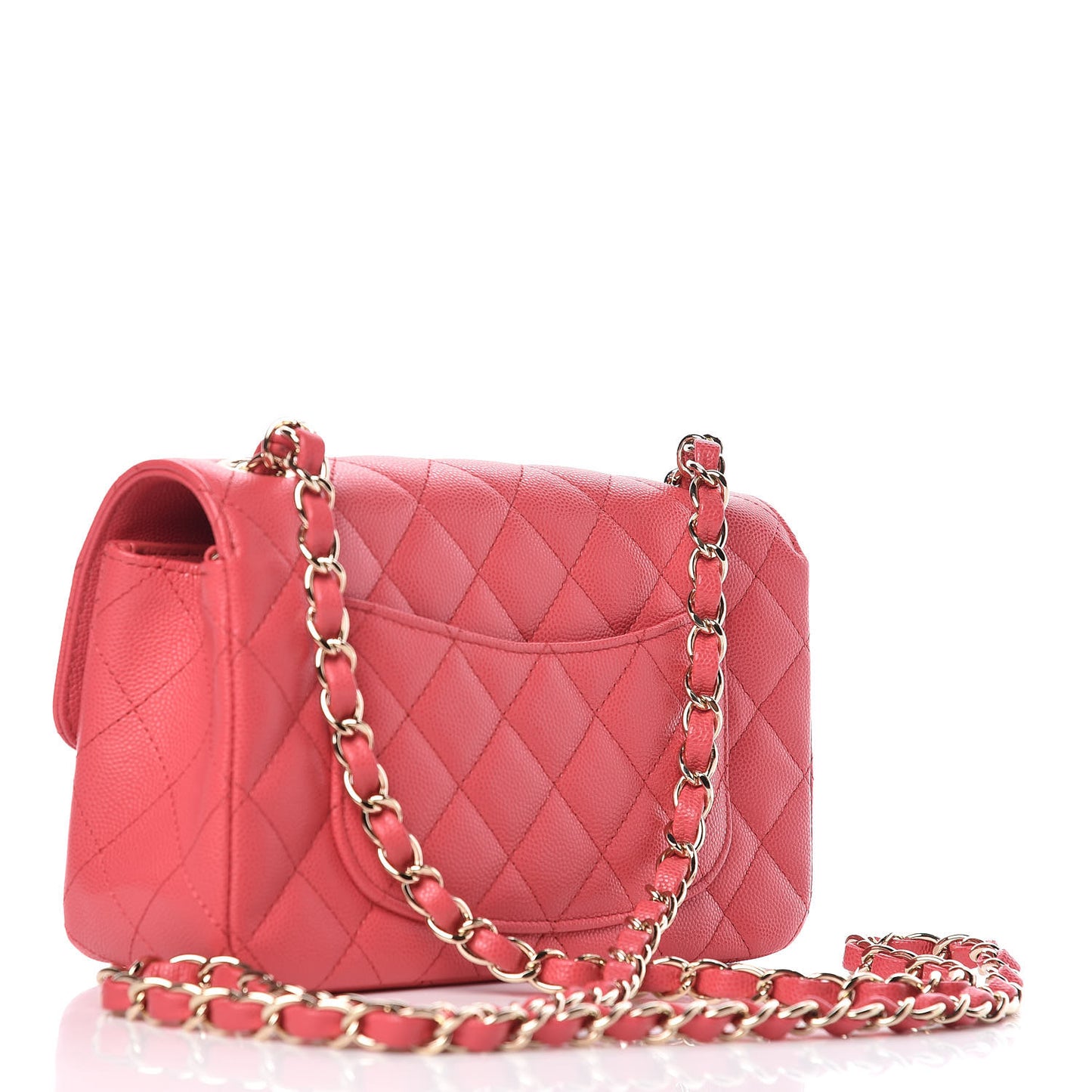 Caviar Quilted Mini Rectangular Flap Dark Pink