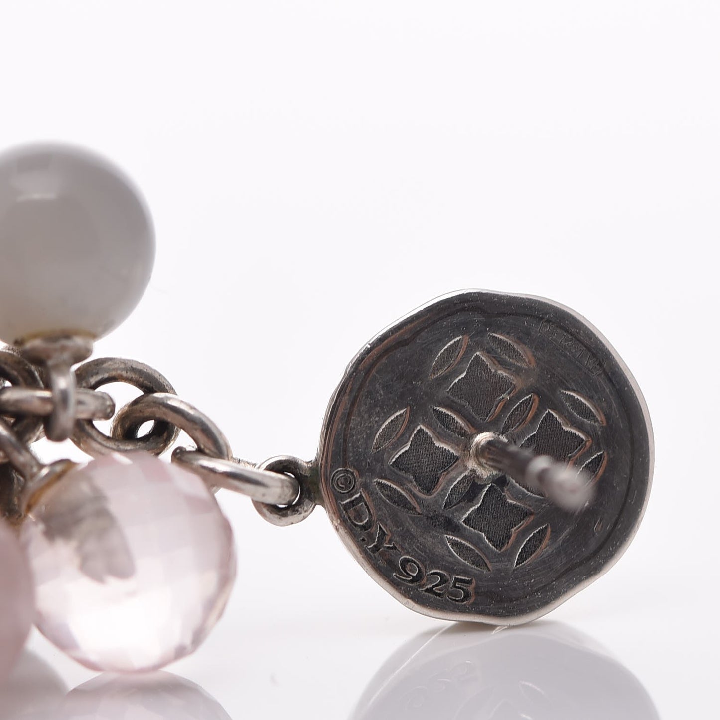 Sterling Silver Rose Quartz Gray Moonstone Elements Drop Earrings