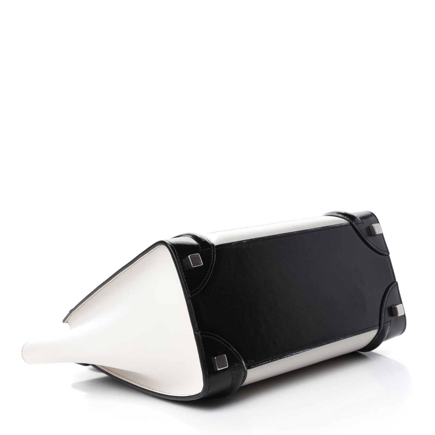 Sleek Calfskin Micro Bi-Color Luggage Black White