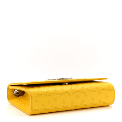 Saint Laurent Ostrich Calfskin Embossed Small Monogram Kate Satchel Mimosa 4 of 11