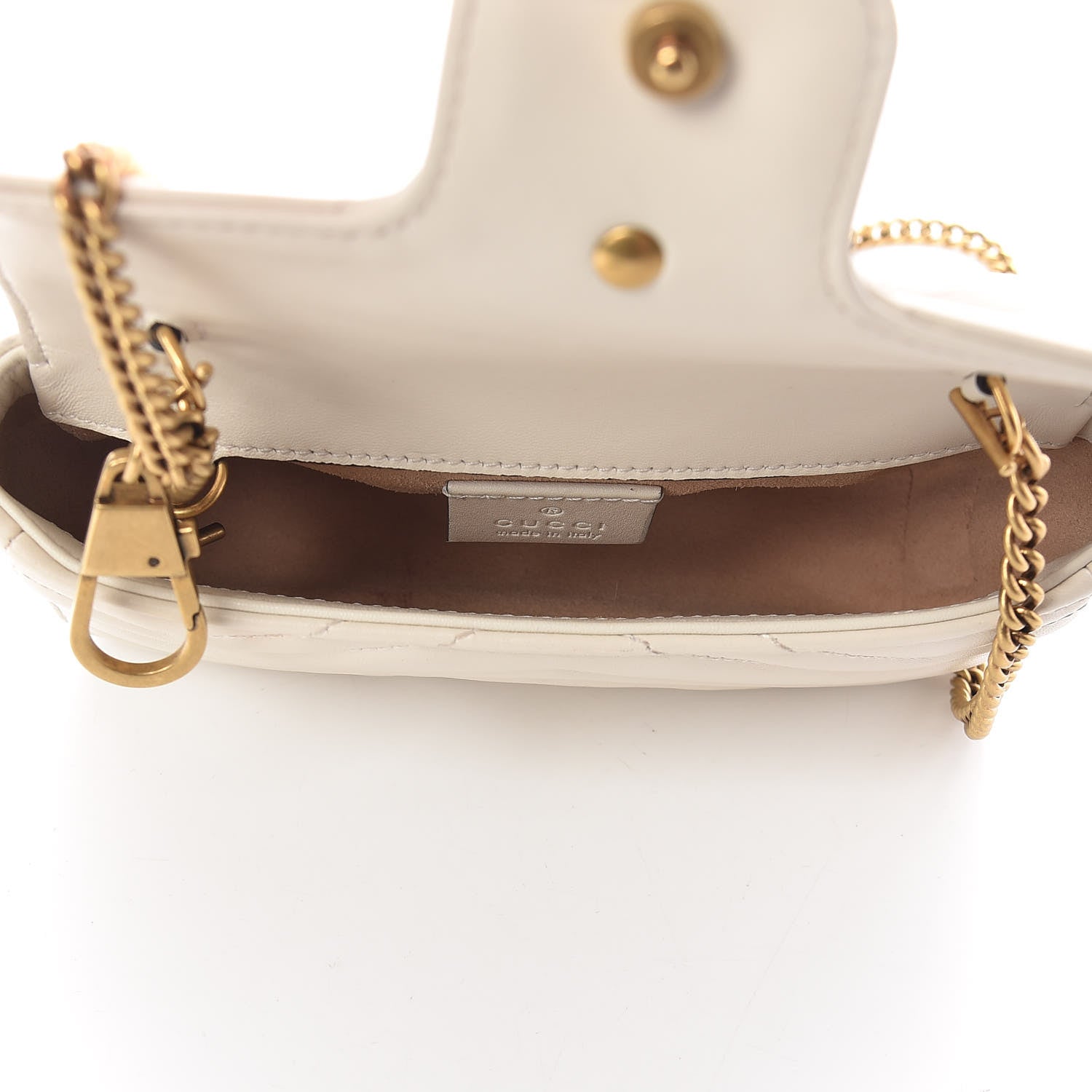Gucci Calfskin Matelasse Super Mini GG Marmont Shoulder Bag White 5 of 11