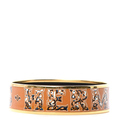 Hermes Enamel Printed Alphabet Russe Wide Bracelet 70 Potiron 1 of 5
