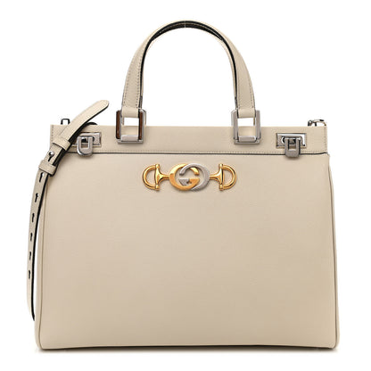 Gucci Grainy Calfskin Medium Zumi Top Handle Bag Mystic White 1 of 11