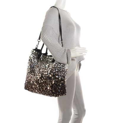 Valentino Garavani Vitello Crystal Ombre Tote Black 2 of 8