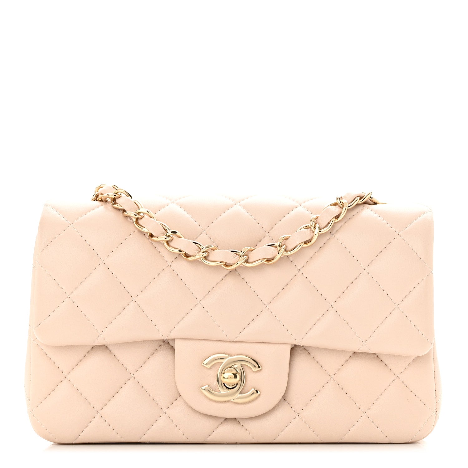 Chanel Lambskin Quilted Mini Rectangular Flap Light Beige 1 of 11
