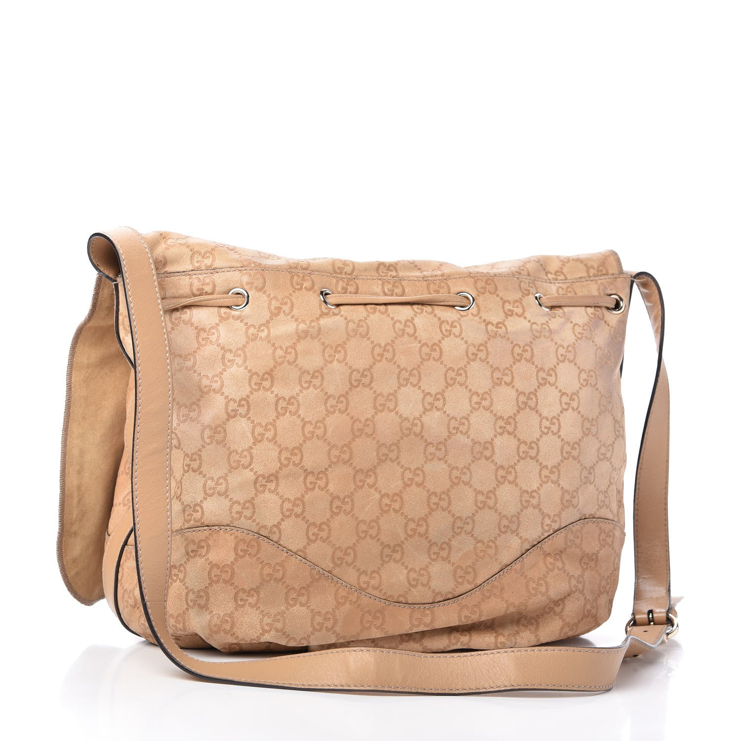 Gucci Guccissima Tribeca Messenger Bag Beige 3 of 10