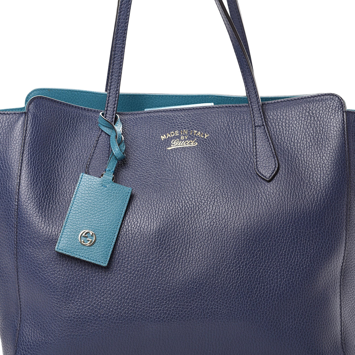 Dollar Calfskin Medium Swing Tote Marine Deep Cobalt