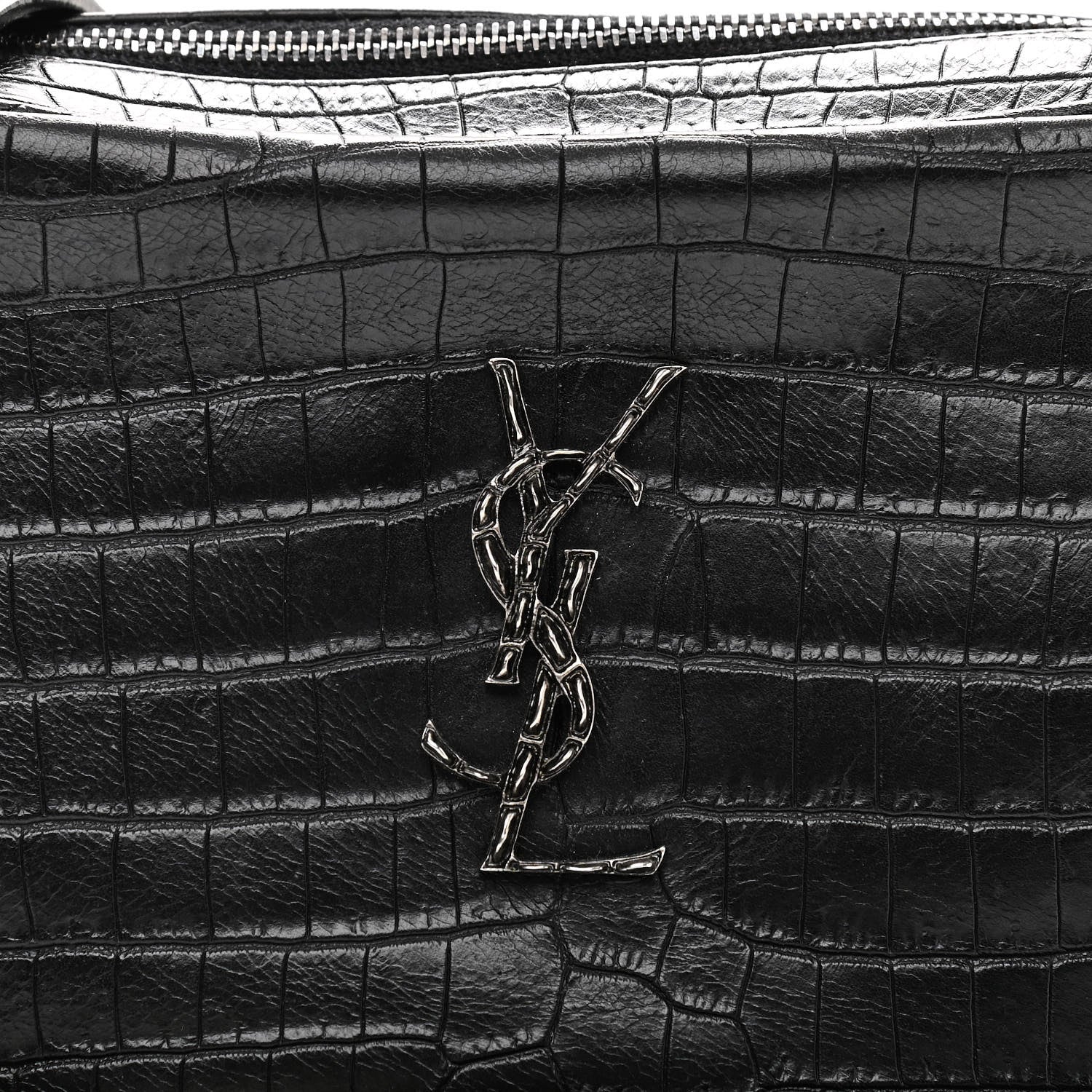 Saint Laurent Calfskin Crocodile Embossed Monogram Lou Camera Bag Black 6 of 8