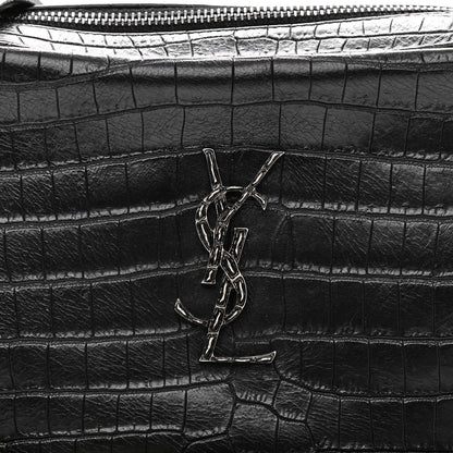 Saint Laurent Calfskin Crocodile Embossed Monogram Lou Camera Bag Black 6 of 8