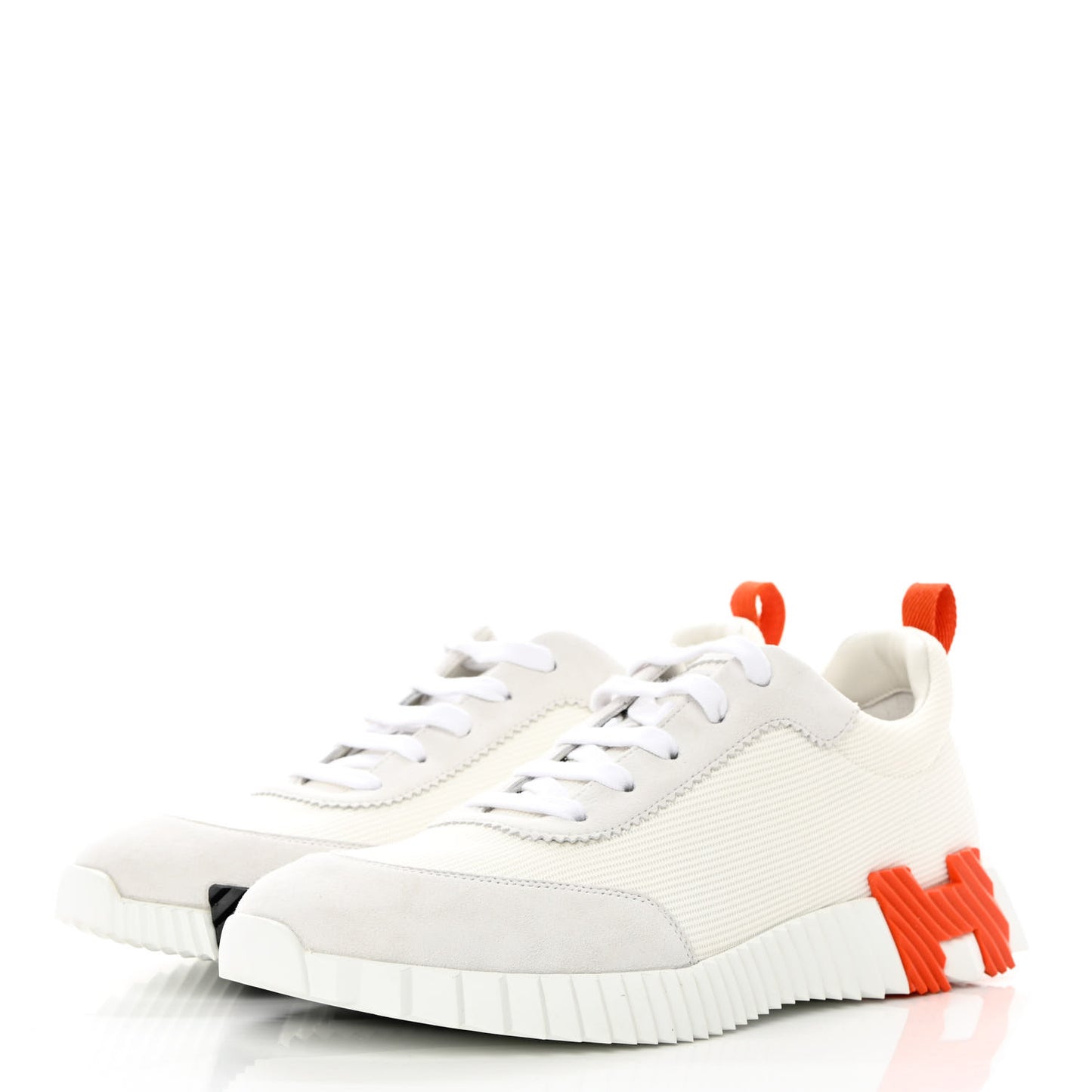 Technical Canvas Suede Goatskin Mens Bouncing Sneakers 44 White Orange