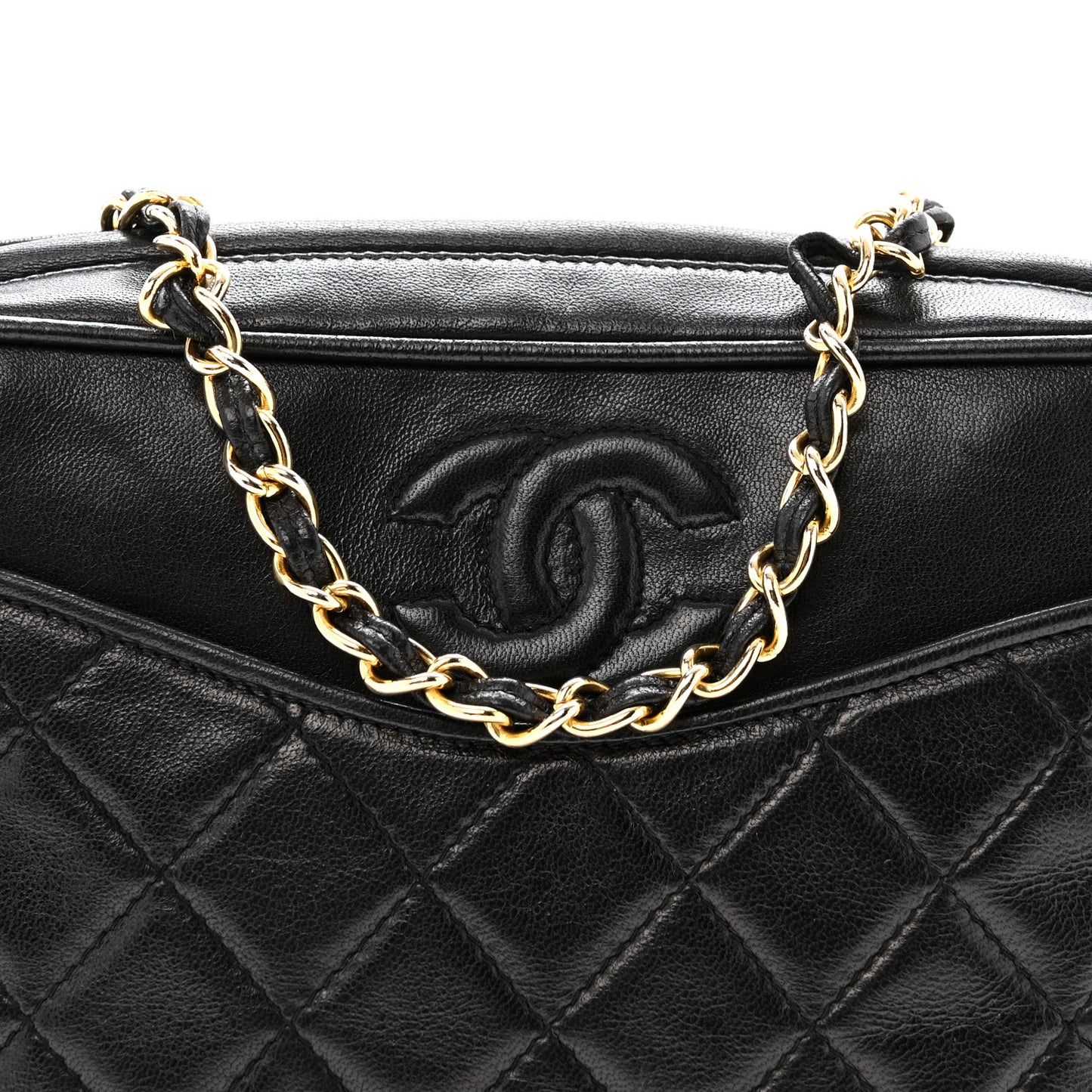 Lambskin Quilted CC Tassel Camera Case Black