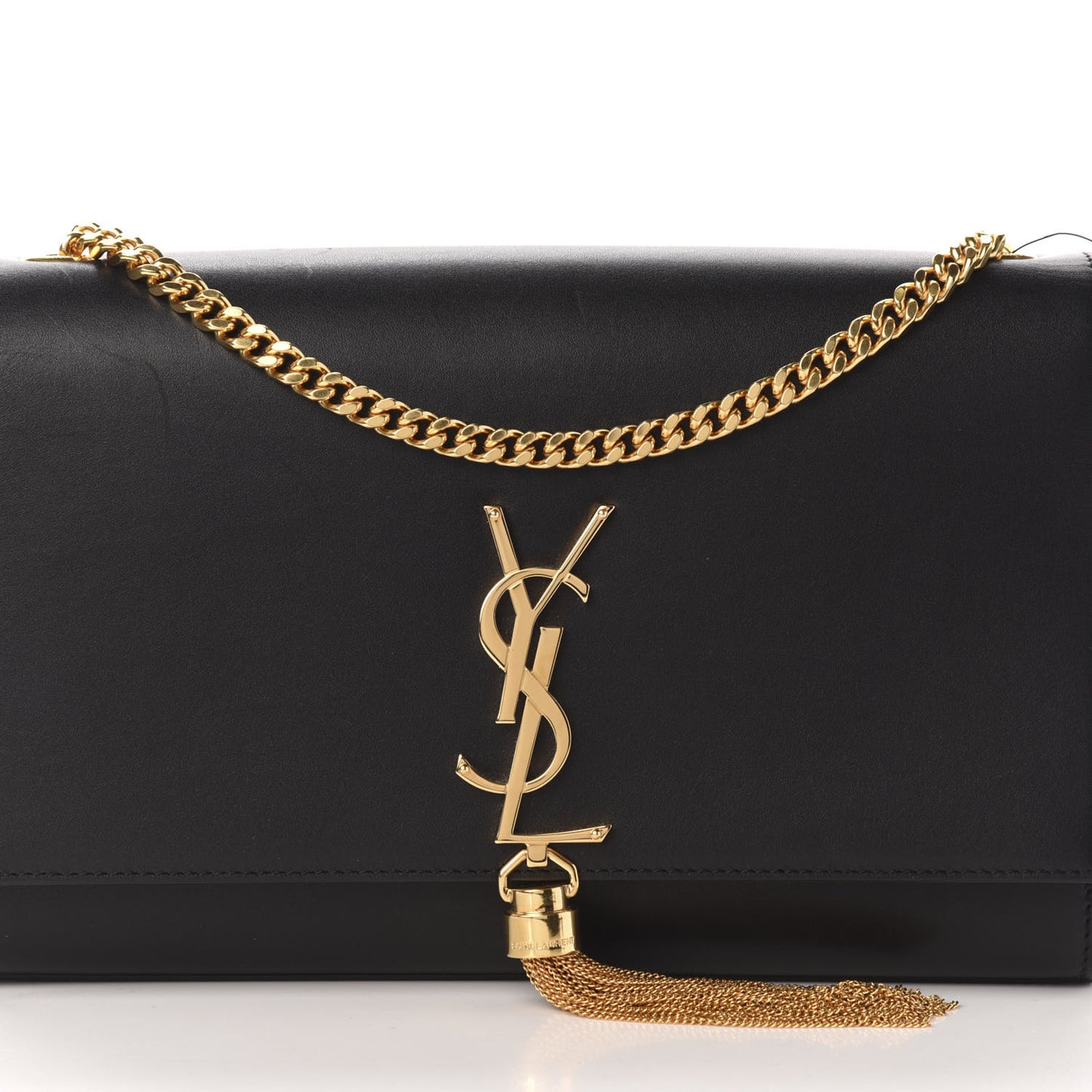 Smooth Calfskin Medium Classic Monogram Kate Tassel Satchel Black
